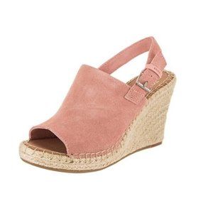 TOMS Monica Wedge Pink Suede Espadrille sz 8.5